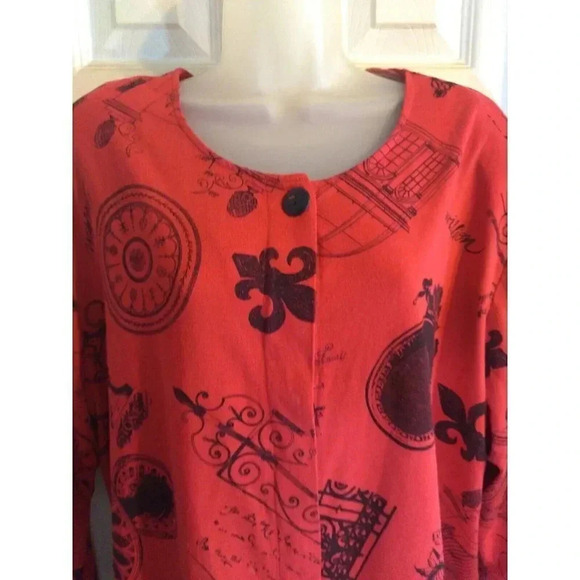 Forelli Sweater Red Paris Logo Print Sz 20 Bust 48 Length 30 - Picture 2 of 9